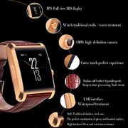 LEMFO-Bluetooth-Smart-Watch-Waterproof-Wrist-Phone-Mate-Smartwartch-for-Android-and-IOS-Cell-Phones-With-Camera-IPS-Screen-360mAh-Battery-Leather-Strap-Gold-0-6