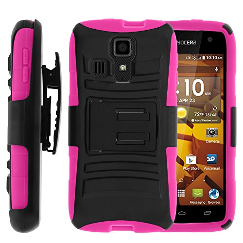 MINITURTLE-2-in-1-Hybrid-Dual-Layer-Armor-Phone-Case-Cover-with-Kickstand-Holster-Belt-Clip-and-Screen-Protector-for-Prepaid-Android-Smartphone-Kyocera-Hydro-Icon-C6730-Kyocera-Hydro-Life-C6530-Boost–0-5