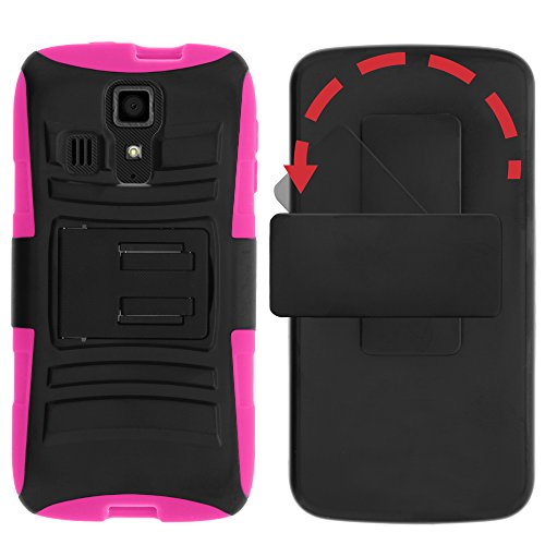 MINITURTLE-2-in-1-Hybrid-Dual-Layer-Armor-Phone-Case-Cover-with-Kickstand-Holster-Belt-Clip-and-Screen-Protector-for-Prepaid-Android-Smartphone-Kyocera-Hydro-Icon-C6730-Kyocera-Hydro-Life-C6530-Boost–0-9