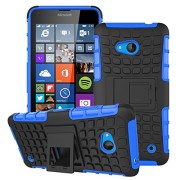 Microsoft-Lumia-640-CaseMama-Mouth-Shockproof-Heavy-Duty-Combo-Hybrid-Rugged-Dual-Layer-Grip-Case-Cover-with-Kickstand-For-Microsoft-Lumia-640-Smart-Phone-2015-Version-Blue-With-6-in-1-Free-Gift-Packa-0-0