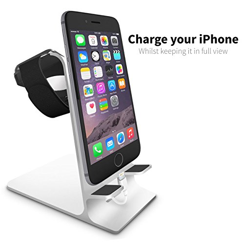 Orzly-DuoStand-Charge-Station-for-Apple-Watch-iPhone-Aluminum-Desk-Stand-Cradle-in-SILVER-with-Built-In-Insert-Slots-for-both-Grommet-Wireless-Charger-and-Lightning-Cable-for-use-as-a-fully-functional-0-4