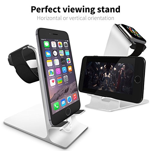 Orzly-DuoStand-Charge-Station-for-Apple-Watch-iPhone-Aluminum-Desk-Stand-Cradle-in-SILVER-with-Built-In-Insert-Slots-for-both-Grommet-Wireless-Charger-and-Lightning-Cable-for-use-as-a-fully-functional-0-5