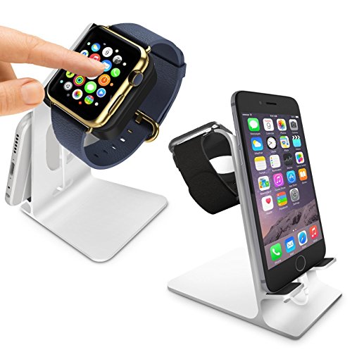 Orzly-DuoStand-Charge-Station-for-Apple-Watch-iPhone-Aluminum-Desk-Stand-Cradle-in-SILVER-with-Built-In-Insert-Slots-for-both-Grommet-Wireless-Charger-and-Lightning-Cable-for-use-as-a-fully-functional-0