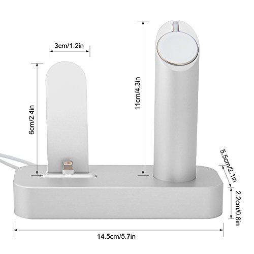 Premium-2-in-1-Apple-Watch-Stand-iPhone-Stand-Charging-Dock-Solid-Aluminum-Body-Desk-Charging-Station-Apple-Watch-Charging-Stand-Cradle-Holder-for-Apple-iWatch-38mm42mm-Comfortable-Viewing-Angle-Charg-0-1