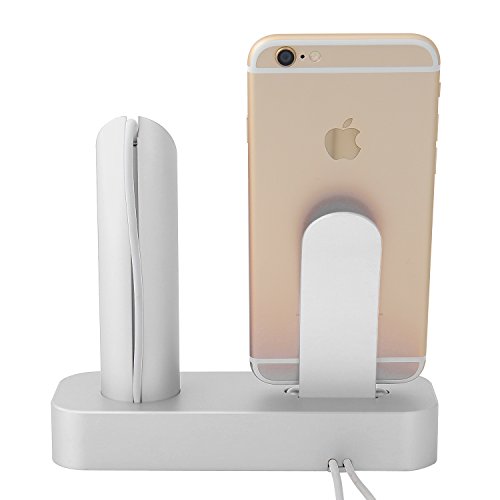 Premium-2-in-1-Apple-Watch-Stand-iPhone-Stand-Charging-Dock-Solid-Aluminum-Body-Desk-Charging-Station-Apple-Watch-Charging-Stand-Cradle-Holder-for-Apple-iWatch-38mm42mm-Comfortable-Viewing-Angle-Charg-0-3