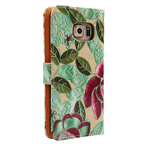 Samsung-S6-CaseSAWAKE-Flower-Pattern-Leather-Wallet-Case-Cover-For-Samsung-GALAXY-S6Green-0-3