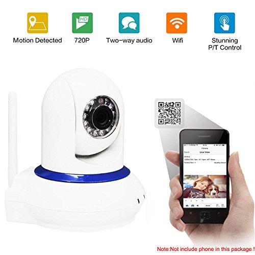 Smartiscam-Megapixel-Wireless-720P-HD-Wi-Fi-IP-Camera-QR-Code-Scan-Smartphone-WPS-Easy-Setup-Home-Remote-Surveillance-Monitoring-System-with-Two-way-Talk-30ft-Night-Vision-APP-Smooth-PT-Control-white-0