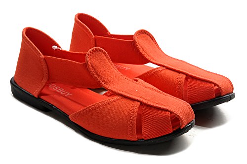 TOOSBUY-Women-Cloth-Sandals-OutdoorBeach-AquaRainyUpstreamSlip-on-Water-ShoesSoft-bottom-Espadrilles-Size-37-Orange-0-1