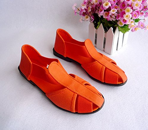 TOOSBUY-Women-Cloth-Sandals-OutdoorBeach-AquaRainyUpstreamSlip-on-Water-ShoesSoft-bottom-Espadrilles-Size-37-Orange-0-2