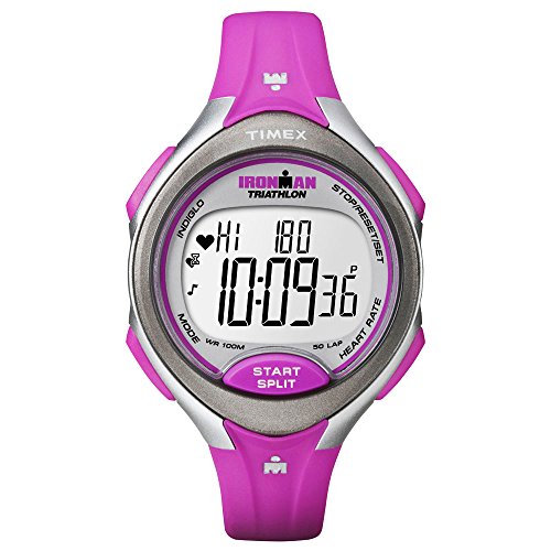 Timex-Womens-T5K722-Ironman-Road-Trainer-Digital-HRM-Flex-Tech-Chest-Strap-Mid-Size-PinkSilver-Tone-Watch-0-0