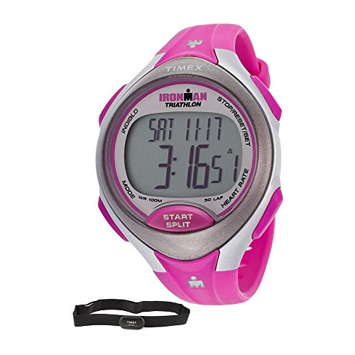 Timex-Womens-T5K722-Ironman-Road-Trainer-Digital-HRM-Flex-Tech-Chest-Strap-Mid-Size-PinkSilver-Tone-Watch-0