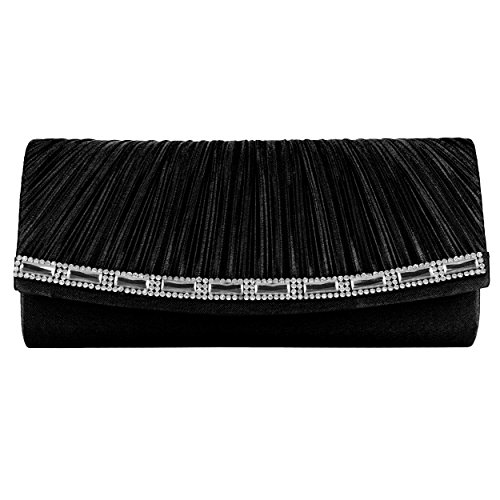 Vangoddy-Mildred-Diamond-Lady-Clutch-Wallet-with-Detachable-Chain-Shoulder-Strap-Fits-Most-Smartphones-Retail-Packaging-Black-0-1