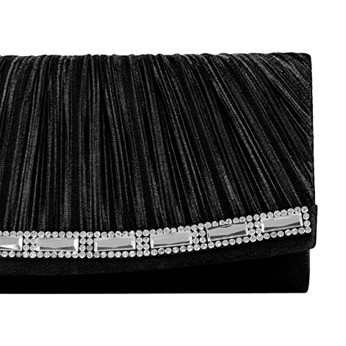 Vangoddy-Mildred-Diamond-Lady-Clutch-Wallet-with-Detachable-Chain-Shoulder-Strap-Fits-Most-Smartphones-Retail-Packaging-Black-0-6