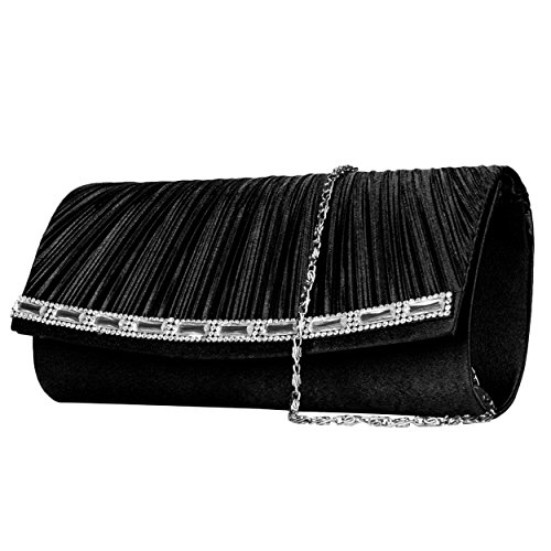 Vangoddy-Mildred-Diamond-Lady-Clutch-Wallet-with-Detachable-Chain-Shoulder-Strap-Fits-Most-Smartphones-Retail-Packaging-Black-0