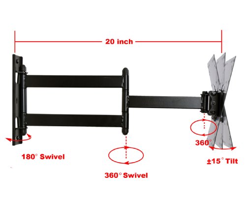 VideoSecu-Tilt-Swivel-Low-profile-19-TV-Wall-Mount-Bracket-for-most-23-37-some-LED-up-to-42-with-VESA-200×200-200×100-100×100-LCD-LED-Plasma-TV-or-Monitor-Articulating-arm-20-extension-3KB-0-0