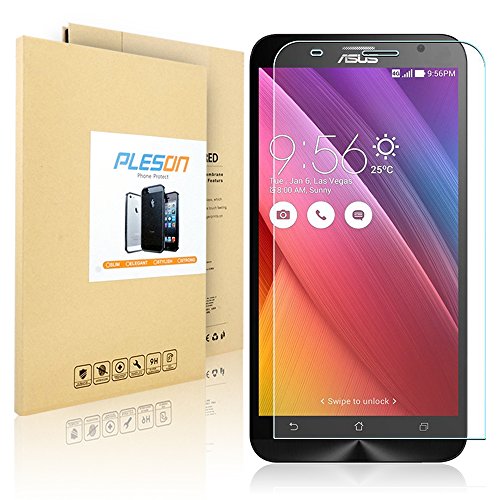 ZenFone-2-Screen-Protector-PLESON-Anti-Scratch-ASUS-ZenFone-2-55-inch-Tempered-Glass-Premium-03mm-25D-Rounded-Edge-9H-Bubble-Free-No-Rainbow-Screen-Shatterproof-Anti-fingerprint-Water-Oil-Resistant-Ea-0-0