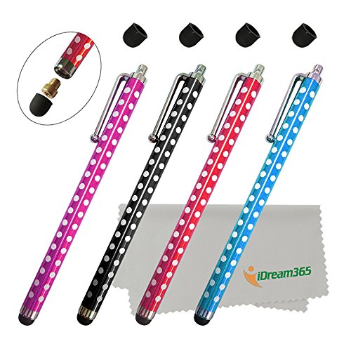 iDream365-Polka-Dot-Stylus-Touch-PensPack-of-4-55-Capacitive-Stylus-Touch-Pens-for-iPhone-6-PlusiPad-MiniiPad-AirLG-G2-G3Microsoft-Surface-ProRTPro-3Samsung-TabletAndroid-SmartPhone-Extra-4-Replaceabl-0