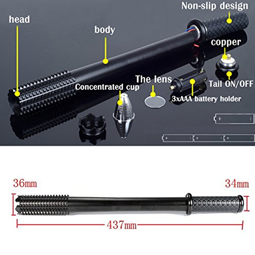 u-Box-CREE-Q5-LED-Spiked-Mace-Baseball-Bat-Torch-Long-Flashlight-Lamp-Security-3-Modes-USE-18650-or-3x-AAA-0-3