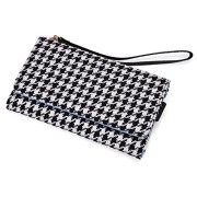 Black-and-White-Houndstooth-Print-Smartphone-Bag-XL-size-for-OnePlus-One-0-0