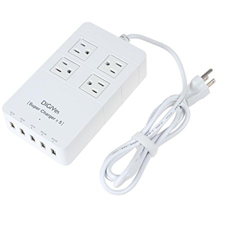 DiGiYes-US-Patch-Board-Power-Plug-Super-Charger-5V-8A-40W-5-USB-Port-Charger-Electrical-4-AC-Power-Sockets-Multi-outlets-Charging-Station-Built-in-4-Surge-Protected-Outlets-Power-Strip-Power-Extension-0-1