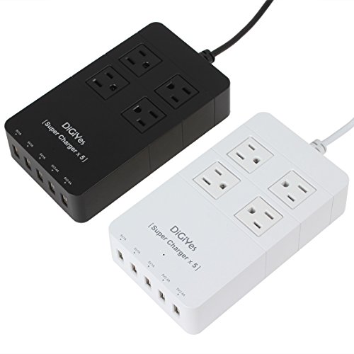 DiGiYes-US-Patch-Board-Power-Plug-Super-Charger-5V-8A-40W-5-USB-Port-Charger-Electrical-4-AC-Power-Sockets-Multi-outlets-Charging-Station-Built-in-4-Surge-Protected-Outlets-Power-Strip-Power-Extension-0-4