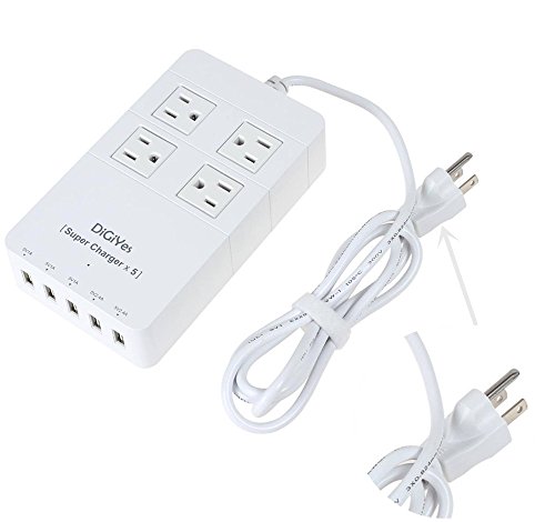 DiGiYes-US-Patch-Board-Power-Plug-Super-Charger-5V-8A-40W-5-USB-Port-Charger-Electrical-4-AC-Power-Sockets-Multi-outlets-Charging-Station-Built-in-4-Surge-Protected-Outlets-Power-Strip-Power-Extension-0