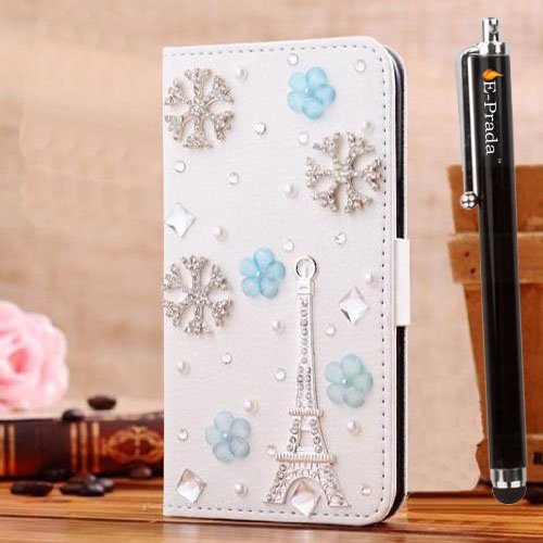 E-Prada-LG-E960-Google-Nexus-4-Jewelry-Bling-Diamond-Gem-Magnetic-Flip-Cards-Slots-Stand-Leather-Case-Cover-Paris-Snowflake-0