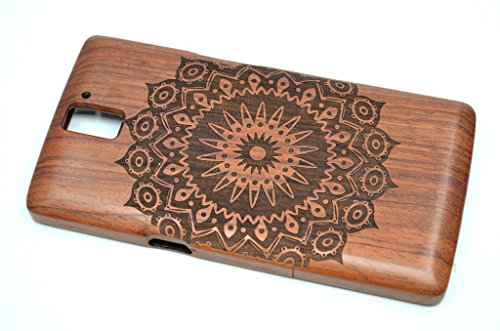 Oneplus-One-Plus-One-Wood-Case-Rose-Wood-Mandala-Flowers-Premium-Quality-Natural-Wooden-Case-for-your-Smartphone-and-Tablet-by-VolksRoseTM-0