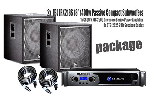 PACKAGE-2x-JBL-JRX218S-18-1400w-Passive-Compact-Subwoofers-1x-CROWN-XLS-2500-Drivecore-Series-Power-Amplifier-2x-STS12G25-25Ft-Speakon-Cables-0