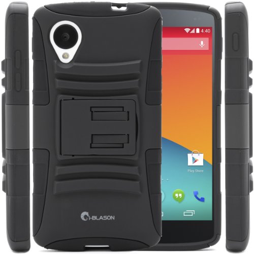 i-Blason-Google-Nexus-5-Smart-Phone-by-LG-Prime-Series-Dual-Layer-Holster-Case-with-Kickstand-and-Locking-Belt-Swivel-Clip-Black-0-1