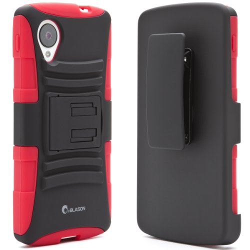 i-Blason-Google-Nexus-5-Smart-Phone-by-LG-Prime-Series-Dual-Layer-Holster-Case-with-Kickstand-and-Locking-Belt-Swivel-Clip-Red-0-3