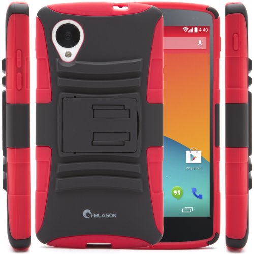 i-Blason-Google-Nexus-5-Smart-Phone-by-LG-Prime-Series-Dual-Layer-Holster-Case-with-Kickstand-and-Locking-Belt-Swivel-Clip-Red-0