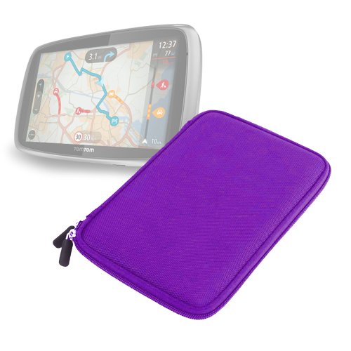 DURAGADGET-Purple-7-Shock-Absorbing-Hard-EVA-Shell-Case-for-NEW-TomTom-GO-610-Tomom-GO-6100-Satnav-With-Internal-Elasticated-Velcro-Strap-Netted-Accessory-Pocket-0