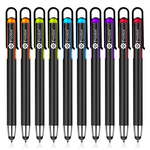 Stylus-F-color-Black-Ink-2-in-1-Ultralight-Stylus-Click-Ballpoint-Pen-for-Touch-Screen-iPhone-6s-6s-Plus-6-6-Plus-5-5s-5c-iPad-ProiPod-Android-Orange-Green-Blue-Purple-Red-10-Pack-0