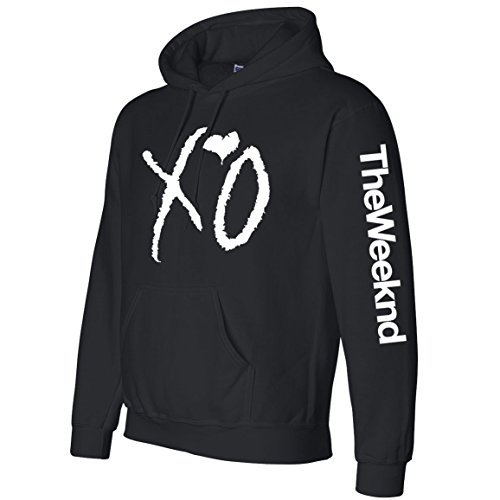 Tee-Plaza-XO-The-weeknd-Hoodie-WHITE-print-sweater-2-side-Black-M-0